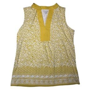 Charter Club Women's Yellow Floral Sleeveless Top Size M